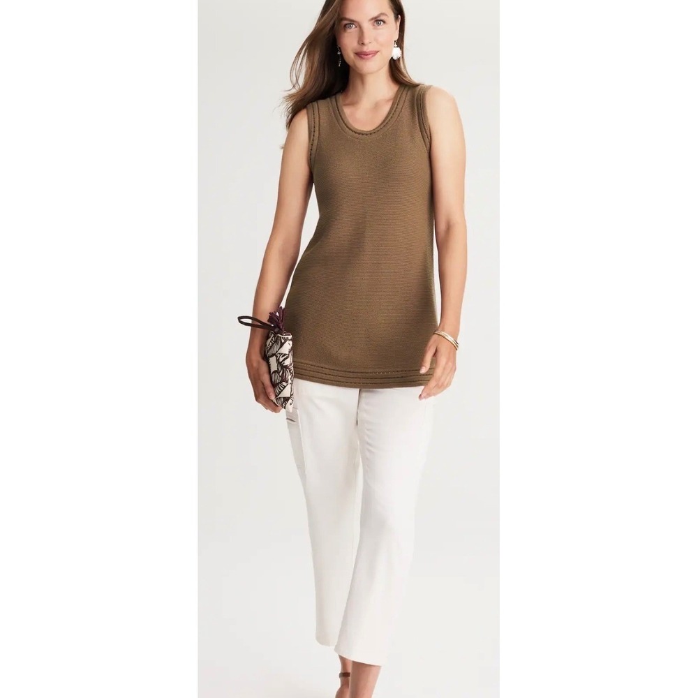 J. Jill Coconut Brown Cotton Blend Textured Knit Sweater Vest 3X NWT